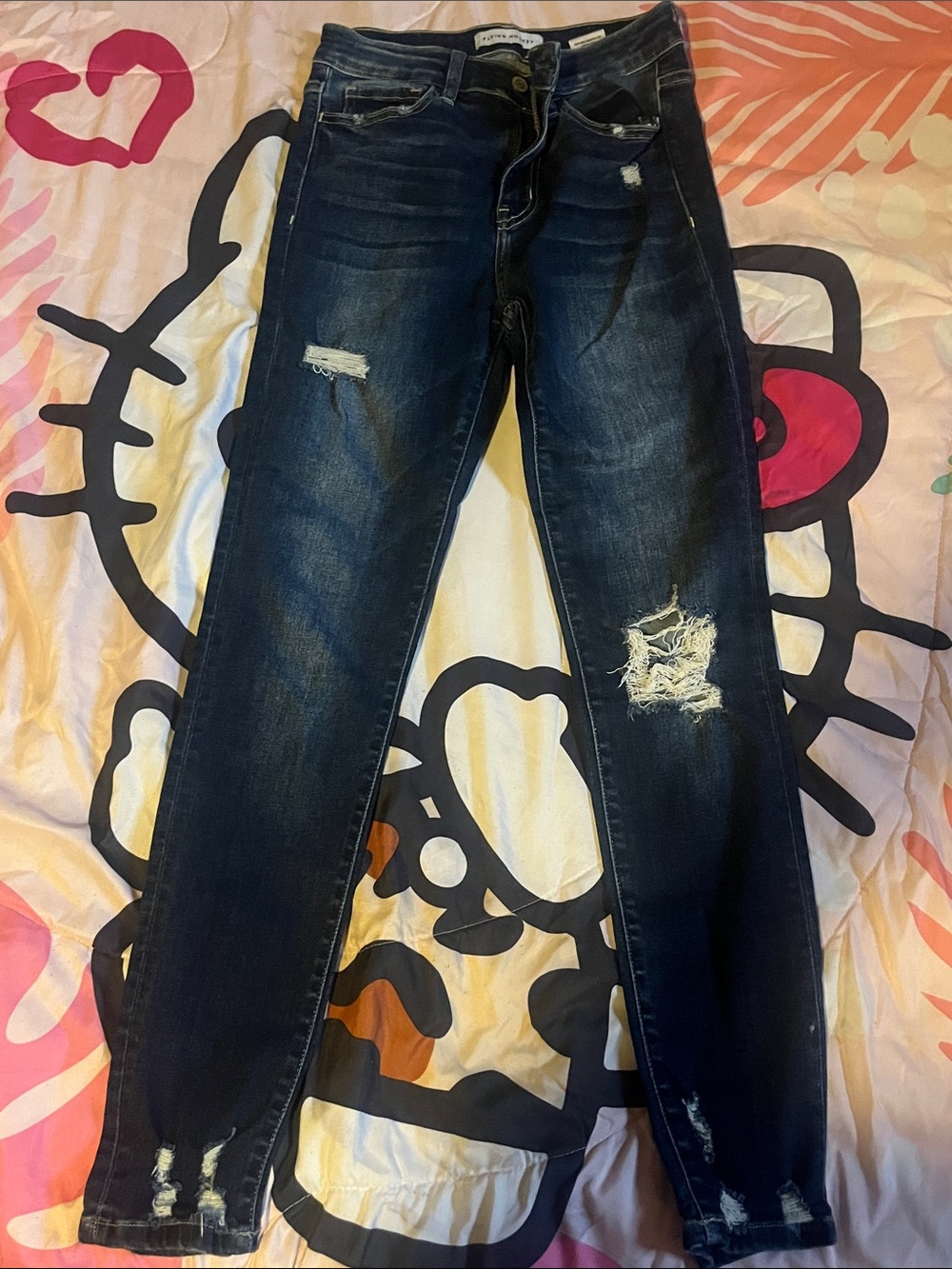 Flying Monkey Dark Indigo Distressed Skinny Jeans
